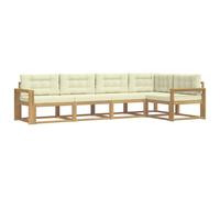 vidaXL Ensemble de canapés d'extérieur 4 pcs Blanc et crème Polyester, Ensemble mobilier de Jardin Moderne, résistant aux intempéries, canapé d'angle Confortable, Parfait pour la Piscine