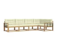 vidaXL Ensemble de canapés d'extérieur 4 pcs Blanc et crème Polyester, Ensemble mobilier de Jardin Moderne, résistant aux intempéries, canapé d'angle Confortable, Parfait pour la Piscine