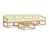 vidaXL Ensemble de canapés d'extérieur 4 pcs Blanc et crème, Salon de Jardin extérieur, Ensemble Moderne, modularité, résistant aux intempéries, Confort au Jardin