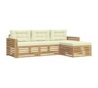 vidaXL Ensemble de canapés d'extérieur 4 pcs Blanc et crème, Sofa d'extérieur, Set modulaire pour Jardin, Fauteuil Moderne, idéal pour se détendre en terrasse