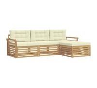 vidaXL Ensemble de canapés d'extérieur 4 pcs Blanc et crème, Sofa d'extérieur, Set modulaire pour Jardin, Fauteuil Moderne, idéal pour se détendre en terrasse