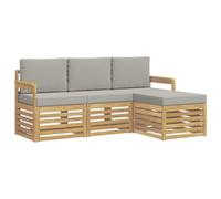 vidaXL Ensemble de canapés d'extérieur 4 pcs Blanc et Gris Clair, Canapé d'angle de Jardin, Salon Moderne, mobilier extérieur pour Un Confort sur Votre terrasse
