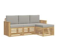 vidaXL Ensemble de canapés d'extérieur 4 pcs Blanc et Gris Clair, Canapé d'angle de Jardin, Salon Moderne, mobilier extérieur pour Un Confort sur Votre terrasse