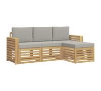vidaXL Ensemble de canapés d'extérieur 4 pcs Blanc et Gris Clair, Canapé d'angle de Jardin, Salon Moderne, mobilier extérieur pour Un Confort sur Votre terrasse