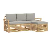 vidaXL Ensemble de canapés d'extérieur 4 pcs Blanc et Gris Clair, Canapé d'angle de Jardin, Salon Moderne, mobilier extérieur pour Un Confort sur Votre terrasse