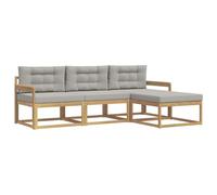 vidaXL Ensemble de canapés d'extérieur 4 pcs Blanc et Gris Clair, Canapé de Jardin, Ensemble Moderne, Meuble Lounge résistant, sièges Confortables, Design modulable
