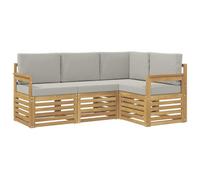 vidaXL Ensemble de canapés d'extérieur 4 pcs Blanc et Gris Clair, Ensemble de Salon de Jardin, canapé Moderne, Meubles sectionnels pour la terrasse, Confort sur Le Patio