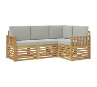 vidaXL Ensemble de canapés d'extérieur 4 pcs Blanc et Gris Clair, Ensemble de Salon de Jardin, canapé Moderne, Meubles sectionnels pour la terrasse, Confort sur Le Patio
