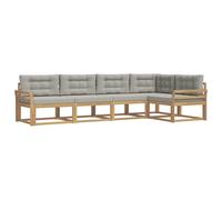 vidaXL Ensemble de canapés d'extérieur 4 pcs Blanc et Gris Clair, Ensemble Moderne de Meubles de Jardin, canapé d'angle résistant, agréable pour l'extérieur, Couleur Acacia