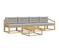 vidaXL Ensemble de canapés d'extérieur 4 pcs Blanc et Gris Clair, Salon de Jardin extérieur, Ensemble Moderne, modularité, résistant aux intempéries, Confort au Jardin