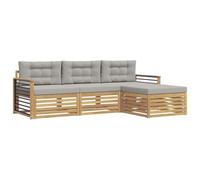 vidaXL Ensemble de canapés d'extérieur 4 pcs Blanc et Gris Clair, Sofa d'extérieur, Set modulaire pour Jardin, Fauteuil Moderne, idéal pour se détendre en terrasse