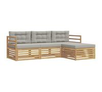 vidaXL Ensemble de canapés d'extérieur 4 pcs Blanc et Gris Clair, Sofa d'extérieur, Set modulaire pour Jardin, Fauteuil Moderne, idéal pour se détendre en terrasse