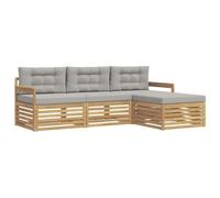 vidaXL Ensemble de canapés d'extérieur 4 pcs Blanc et Gris Clair, Sofa d'extérieur, Set modulaire pour Jardin, Fauteuil Moderne, idéal pour se détendre en terrasse