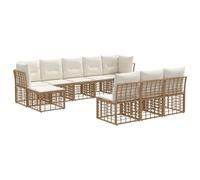 vidaXL Ensemble de canapés d'extérieur 4 pcs Blanc Naturel et Crème, Sofa d'extérieur élégant, Meuble modulaire, rotin, Ensemble de Jardin, Balcon, Lounge résistant aux intempéries