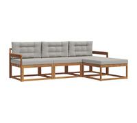 vidaXL Ensemble de canapés d'extérieur 4 pcs Gris Naturel et Clair, Canapé de Jardin Moderne, Confortable, Meubles de Patio sectionnels, durables au Bord de la Piscine, Coin détente
