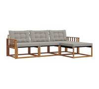 vidaXL Ensemble de canapés d'extérieur 4 pcs Gris Naturel et Clair, Canapé de Jardin, Ensemble de Salon Moderne, mobilier extérieur Solide, pour Un Espace de Vie Confortable