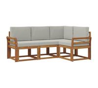 vidaXL Ensemble de canapés d'extérieur 4 pcs Gris Naturel et Clair, Canapé de Jardin, mobilier sectionnel Moderne, Salon de Jardin, assises de Patio Robustes, Ensemble Confortable pour la terrasse.