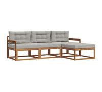 vidaXL Ensemble de canapés d'extérieur 4 pcs Gris Naturel et Clair, Canapé de Jardin Moderne, Confortable, Meubles de Patio sectionnels, durables au Bord de la Piscine, Coin détente