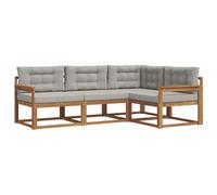 vidaXL Ensemble de canapés d'extérieur 4 pcs Gris Naturel et Clair, Canapé de jardin modulable, ensemble sectionnel durable, sièges confortables pour patio, salon moderne en bois d'acacia, coin jardin