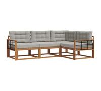 vidaXL Ensemble de canapés d'extérieur 4 pcs Gris Naturel et Clair, Canapé de jardin modulable, ensemble sectionnel durable, sièges confortables pour patio, salon moderne en bois d'acacia, coin jardin