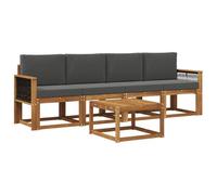 vidaXL Ensemble de canapés d'extérieur 4 pcs Naturel et Anthracite, Canapé de Jardin, mobilier extérieur Moderne, Ensemble Lounge pour Un Confort Maximal sur Le Patio