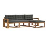 vidaXL Ensemble de canapés d'extérieur 4 pcs Naturel et Anthracite, Canapé de Jardin Moderne, Confortable, Meubles de Patio sectionnels, durables au Bord de la Piscine, Coin détente