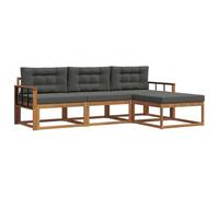 vidaXL Ensemble de canapés d'extérieur 4 pcs Naturel et Anthracite, Canapé de Jardin Moderne, Confortable, Meubles de Patio sectionnels, durables au Bord de la Piscine, Coin détente