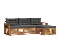 vidaXL Ensemble de canapés d'extérieur 4 pcs Naturel et Anthracite, Set de Salon de Jardin, canapé sectionnel Moderne pour l'extérieur, mobilier Patio Durable et Confortable
