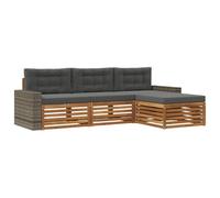 vidaXL Ensemble de canapés d'extérieur 4 pcs Naturel et Anthracite, Sofa d'extérieur, Set modulaire pour Jardin, Fauteuil Moderne, idéal pour se détendre en terrasse