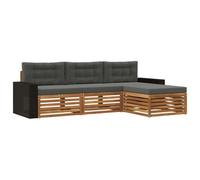 vidaXL Ensemble de canapés d'extérieur 4 pcs Naturel et Anthracite, Sofa d'extérieur, Set modulaire pour Jardin, Fauteuil Moderne, idéal pour se détendre en terrasse