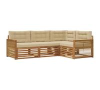 vidaXL Ensemble de canapés d'extérieur 4 pcs Naturel et Beige, Canapé d'angle Moderne pour Jardin, mobilier de Patio résistant, sièges Confortables en terrasse
