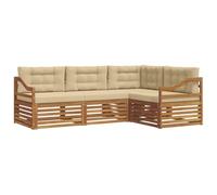 vidaXL Ensemble de canapés d'extérieur 4 pcs Naturel et Beige, Canapé d'angle Moderne pour Jardin, mobilier de Patio résistant, sièges Confortables en terrasse