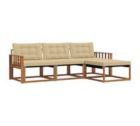 vidaXL Ensemble de canapés d'extérieur 4 pcs Naturel et Beige, Canapé de Jardin, Ensemble de Salon Moderne, mobilier extérieur Solide, pour Un Espace de Vie Confortable