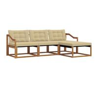 vidaXL Ensemble de canapés d'extérieur 4 pcs Naturel et Beige, Canapé de Jardin, Ensemble de Salon Moderne, mobilier extérieur Solide, pour Un Espace de Vie Confortable