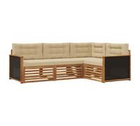 vidaXL Ensemble de canapés d'extérieur 4 pcs Naturel et Beige, Canapé de Jardin, Moderne et résistant aux intempéries, Ensemble Convivial pour se détendre en terrasse