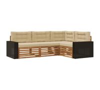 vidaXL Ensemble de canapés d'extérieur 4 pcs Naturel et Beige, Canapé de Jardin, Moderne et résistant aux intempéries, Ensemble Convivial pour se détendre en terrasse