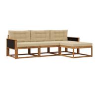 vidaXL Ensemble de canapés d'extérieur 4 pcs Naturel et Beige, Canapé de Jardin Moderne, résistant aux intempéries, mobilier Confortable pour terrasse, Options stylées pour Le Jardin