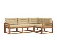 vidaXL Ensemble de canapés d'extérieur 4 pcs Naturel et Beige, Canapé de Jardin modulable, Ensemble sectionnel Durable, sièges Confortables pour Patio, Salon Moderne en Bois d'acacia, Coin Jardin