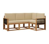 vidaXL Ensemble de canapés d'extérieur 4 pcs Naturel et Beige, Canapé d'extérieur Moderne, Salon d'été, Meubles sectionnels, assises durables pour Le Patio, la terrasse