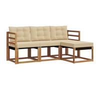 vidaXL Ensemble de canapés d'extérieur 4 pcs Naturel et Beige, Canapé d'extérieur, sectionnel Moderne, Meubles de Jardin résistants, Confort sur la terrasse