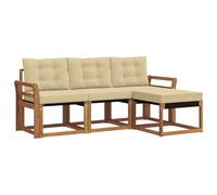 vidaXL Ensemble de canapés d'extérieur 4 pcs Naturel et Beige, Canapé d'extérieur, sectionnel Moderne, Meubles de Jardin résistants, Confort sur la terrasse