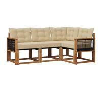 vidaXL Ensemble de canapés d'extérieur 4 pcs Naturel et Beige, Mobilier de Jardin, Ensemble de canapés Moderne, Espace Dehors Relax, Assise Durable, Confort Parfait