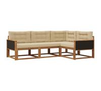 vidaXL Ensemble de canapés d'extérieur 4 pcs Naturel et Beige, Mobilier d'extérieur Adaptable, Ensemble sectional Moderne pour terrasse, canapé Confortable, Assise résistante aux intempéries