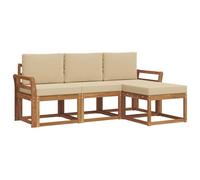 vidaXL Ensemble de canapés d'extérieur 4 pcs Naturel et Beige, Salon de Jardin, Ensemble de canapé d'extérieur Moderne, mobilier sectionnel de Patio Durable, assises Confortables pour la terrasse