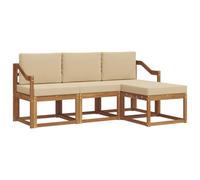 vidaXL Ensemble de canapés d'extérieur 4 pcs Naturel et Beige, Salon de Jardin, Ensemble de canapé d'extérieur Moderne, mobilier sectionnel de Patio Durable, assises Confortables pour la terrasse