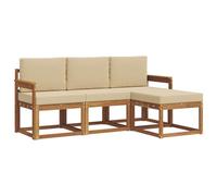 vidaXL Ensemble de canapés d'extérieur 4 pcs Naturel et Beige, Salon de Jardin, Ensemble de canapé d'extérieur Moderne, mobilier sectionnel de Patio Durable, assises Confortables pour la terrasse