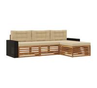 vidaXL Ensemble de canapés d'extérieur 4 pcs Naturel et Beige, Sofa d'extérieur, Set modulaire pour Jardin, Fauteuil Moderne, idéal pour se détendre en terrasse