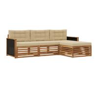 vidaXL Ensemble de canapés d'extérieur 4 pcs Naturel et Beige, Sofa d'extérieur, Set modulaire pour Jardin, Fauteuil Moderne, idéal pour se détendre en terrasse