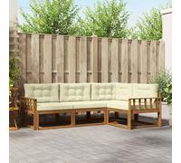 vidaXL Ensemble de canapés d'extérieur 4 pcs Naturel et Crème, Canapé de Jardin modulable, Ensemble sectionnel Durable, sièges Confortables pour Patio, Salon Moderne en Bois d'acacia, Coin Jardin