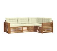 vidaXL Ensemble de canapés d'extérieur 4 pcs Naturel et Crème, Canapé d'angle Moderne pour Jardin, mobilier de Patio résistant, sièges Confortables en terrasse